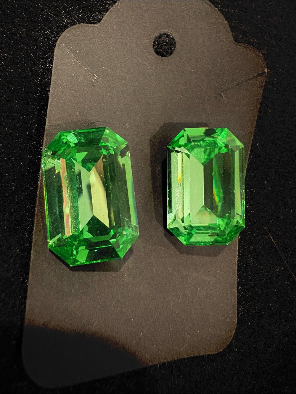 Emerald Green Octagon Crystal Stud Earrings - Women Jewelry